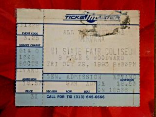 Nirvana Concert Ticket,  Mi State Fair,  Oct 29 1993