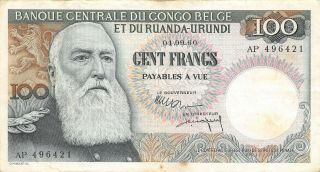 Belgian Congo 100 Francs 1.  9.  1960 P 33c Series Ap Circulated Banknote B25