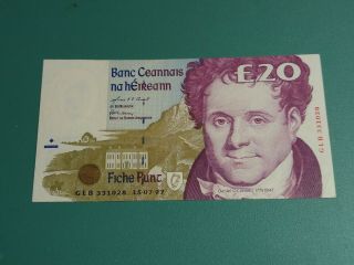 1997 Ireland 20 Pounds Banknote.  P 77b.  Au