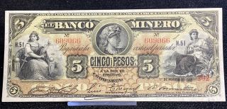 Mexico 1915 5 Pesos El Banco Minero Ungraded Note