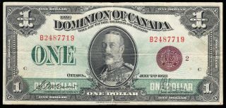 1923 Dominion Of Canada $1.  00 Note - Vf - Bronze Seal Group 2 - B2487719 Cc33