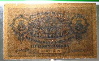Lithuania 5 centai 1922 y.  Serija N Rare 3