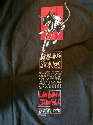 Rolling Stones Urban Jungle Tour 1990 T Shirt W/ticket Stub