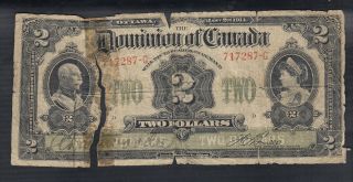 1914 Dominion Of Canada 2 Dollars Bank Note Boville