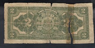 1914 DOMINION OF CANADA 2 DOLLARS BANK NOTE BOVILLE 2