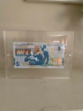 Royal Bank Of Scotland Commemorative Jack Nicklaus 5 Pound Note In Lucite Case