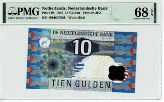 Netherlands P 99 1997 10 Gulden Pmg 68 Epq Gem Unc