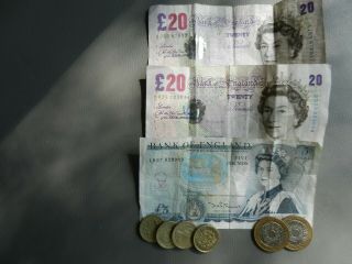 53 British English Pounds Notes And Coins