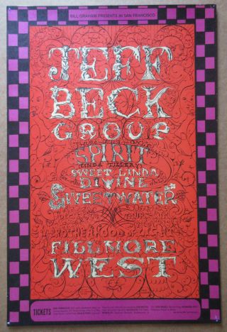Jeff Beck Group Spirit Sweetwater Fillmore West 1968 Concert Poster Bg 148