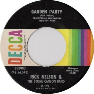 Rick Nelson Gold 45 Record Garden Party