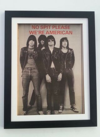 Ramones No Spit Please 1980 Newspaper Poster Framed Fast World Ship