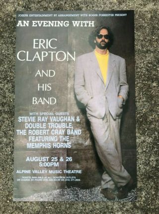 Eric Clapton,  Stevie Ray Vaughan 1990 Alpine Valley Us Concert Poster