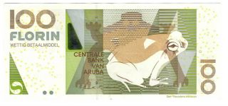 Aruba 100 Florin Xf/au Banknote (2003) P - 19a Frog Paper Money