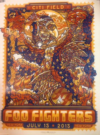 Foo Fighters Ny Citifield 7/15/15 Poster Guy Burwell 144/330 Citi Field Blowout