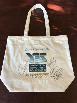 Yes Vip Tote Bag Signed In Person By Jon Anderson,  Rick Wakeman & Trevor Rabin