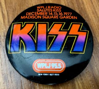 Kiss 1977 Madison Square Garden Wplj 95.  5 Radio Promo Button/badge/pin