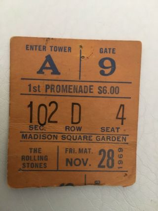 The Rolling Stones 1969 Madison Square Garden Ny Ticket Stub