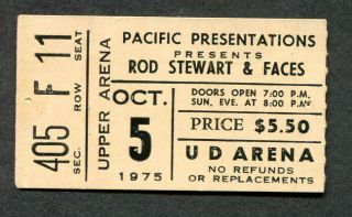 1975 Rod Stewart & The Faces Concert Ticket Stub Dayton Ohio Ooh La La