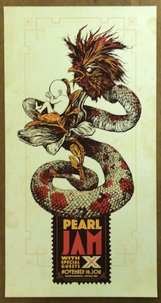 Pearl Jam Concert Poster - 11.  16.  11 Santiago,  Chile
