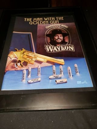Waylon Jennings Greatest Hits Rare Promo Poster Ad Framed