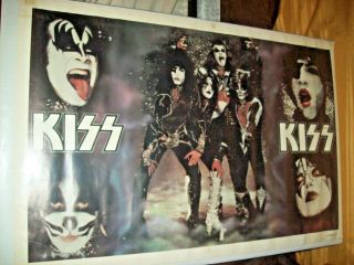 Kiss 1977 Destroyer Aucoin Poster 23 " X 35 " Vintage Solo Alive Ii Lp Rare