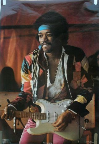 Rare Jimi Hendrix 1977 Vintage Guitar Music Poster