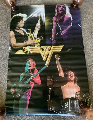 1980 Vintage Van Halen David Lee Roth Stage Collage Logo Poster 35”x23”