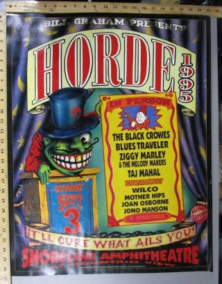 1995 Rock Concert Poster Horde Black Crowes Blues Travelers Kalynn Campbell