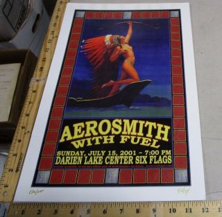 2001 Rock Roll Concert Poster Aerosmith With Fuel Fgx S/n Le 200 Six Flags