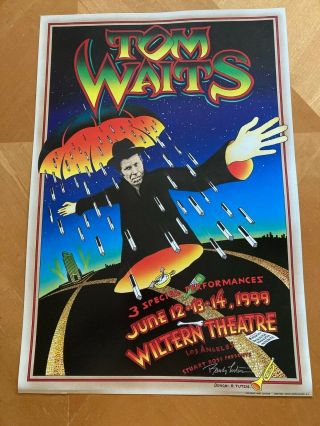 Tom Waits 1999 Event Poster Wiltern Theatre Signed Randy Tuten