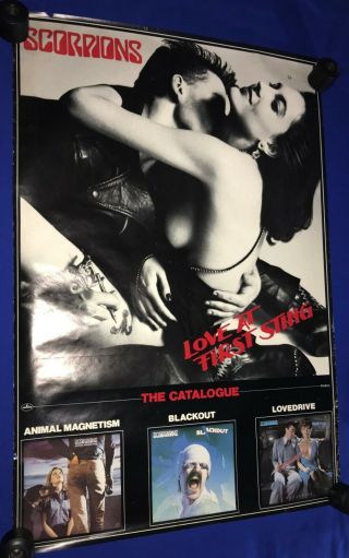 Vintage 1984 Scorpions Love At First Sting Promo Poster Polygram W/catolog 24x36