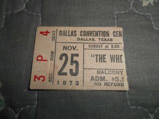 1973 The Who Lynyrd Skynyrd Concert Ticket Quadrophenia Dallas Texas