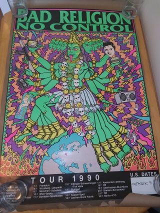 Signed Frank Kozik Bad Religion No Control European Tour Poster 1990