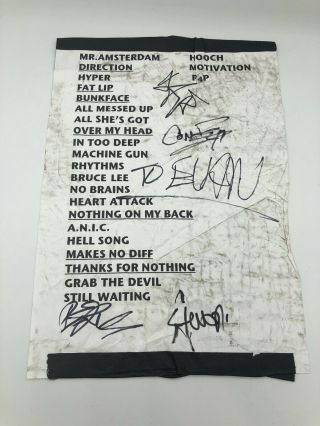 2003 Sum 41 Does This Look Infected Signed Autographed Stage Tour Set List