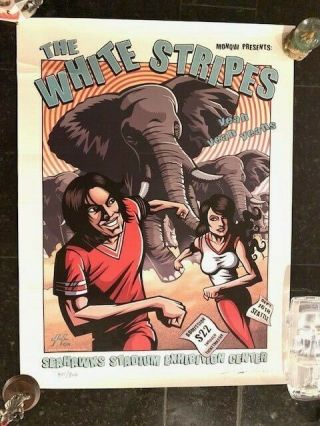 White Stripes Concert Poster Signed By Artist Justin Hampton Seattle 2003