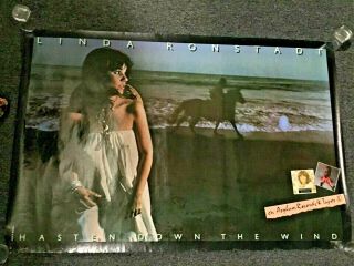 Vintage Linda Ronstadt Hasted Down The Wind Promo Poster Rock