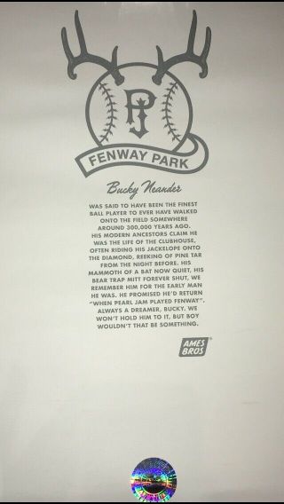 Peal Jam Poster - Fenway Park 2016 Eddie Vedder Ames Bros.  Bucky 2