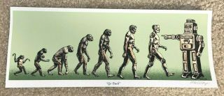 Emek Go Back Handbill Signed Art Print 4.  5 X 11.  5 Monkey To Robot Evolution Rare