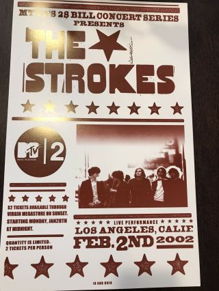 The Strokes Mtv2 $2 Bill Concert Poster Rare 22 " X 14 " 2002