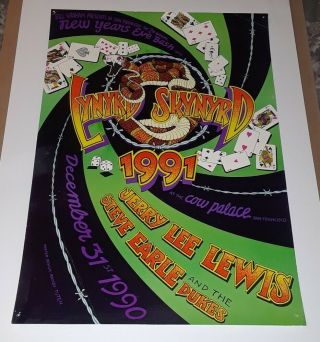 Lynyrd Skynyrd Dec 31,  1990 Years Eve Cow Palace Concert Tour Event Poster
