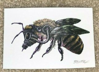 Emek Bee Handbill Signed Art Print 2007 Color Variant 4.  75 X 3 Rare