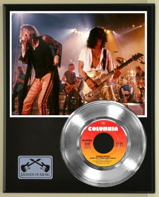 Aerosmith 45 Platinum Plated Record Display Wood Plaque,  Ready To Hang.  02