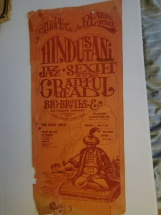 Grateful Dead Janis Joplin Big Brother 1966 Concert Poster First Printing