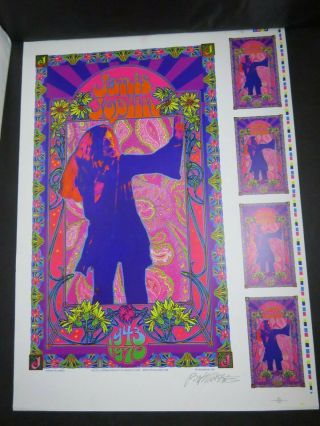 Janis Joplin Poster 1943 - 1970 Bob Masse Artwork Signed 2001 With Uncut Cards
