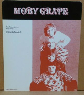 Moby Grape 1970 Record Store Hard Plastic Advertisement Rack Card 15x12 Columbia