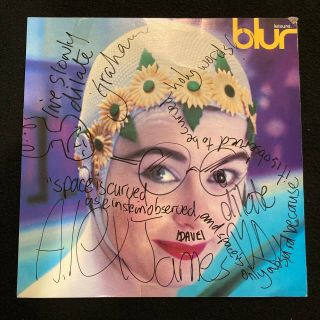 Blur " Leisure " Autographed Poster Display Signed Damon Albarn Graham Coxon Vg