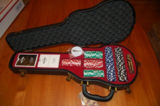 Hard Rock Cafe Leather Studded Guitar Case Poker Chip Set
