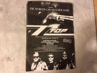 Rare Zz Top Promo Poster Ticket 1987 Guests The Angels & Rose Tattoo