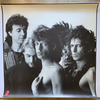 1986 Rolling Stones Dirty Work B&w Poster 36 " X 36 " Jagger Rock N Roll