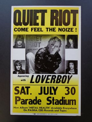 Quiet Riot Loverboy Parade Stadium - Vintage Concert Promotion Poster